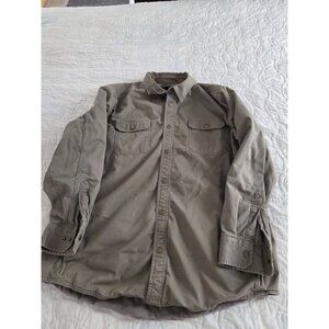 Croft & Barrow Jacket Men's XL Brown Shacket Fleece Lined Long Sleeve Snap